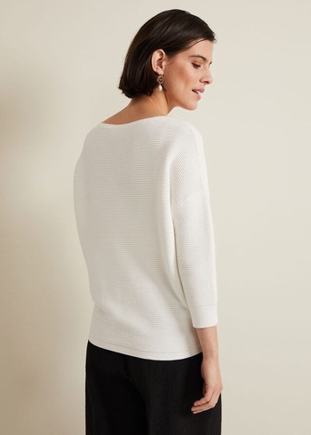 Phase Eight Nellie Ripple Stitch Knitwear White Australia | FU5872641